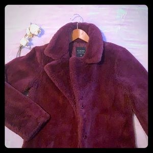 Soft and fuzzy maroon teddy bear coat